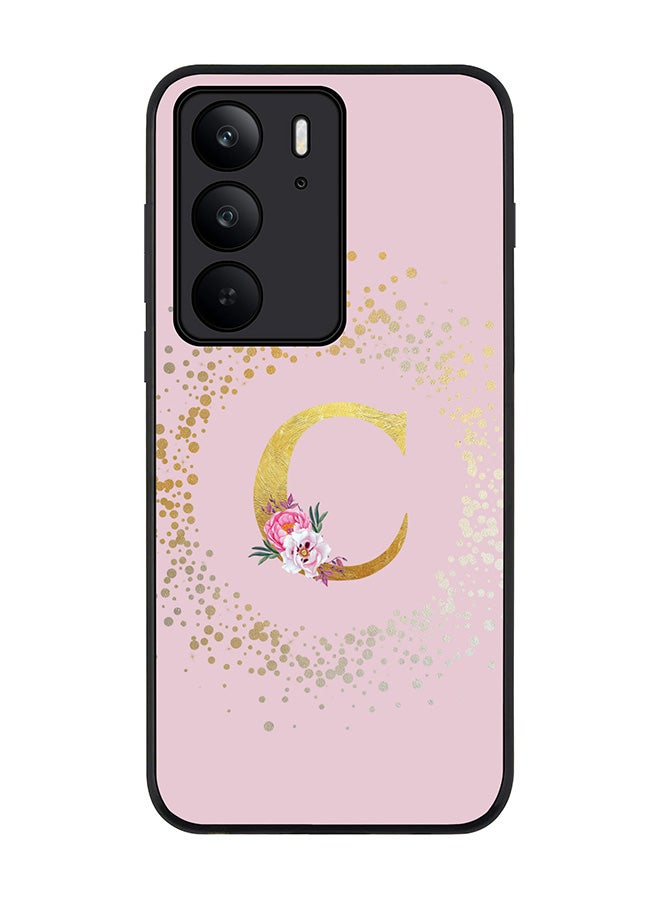 Stylizedd For Realme C75x / C75 4G Case,Slim fit Camera Protection, Shockproof Thin Phone cover  - Custom Monogram Floral - C  (Pink ) - Image 1